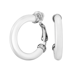 Traveller Clip Oorbellen - Oorringen - Geplatineerd - Wit Resin - 25 mm - Zilverkleurig - 157714