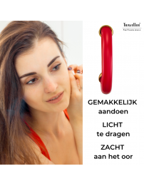 Traveller Clip Oorbellen - Oorringen - Verguld 22ct - Rood Resin - 25x4 mm