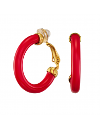 Traveller Clip Oorbellen - Oorringen - Verguld 22ct - Rood Resin - 25 mm - 157716