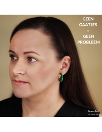 Traveller Clip Oorbellen - Oorringen - Verguld 22ct - Groen Resin - 25x4 mm