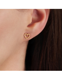Traveller Earrings - Gold Plated - Heart - Stainless Steel - 6x7 mm - 166339 