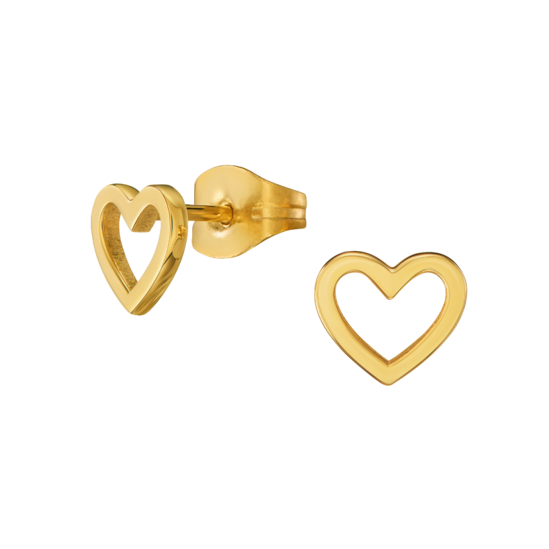 Traveller Earrings - Gold Plated - Heart - Stainless Steel - 6x7 mm - 166339 