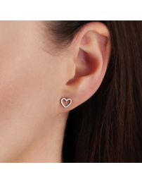 Traveller Earrings - Silver Coloured - Heart - 6x7 mm - Stainless Steel - 166340 