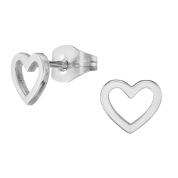 Traveller Oorstekers - Zilverkleurig- Hart - 6x7 mm - Edelstaal