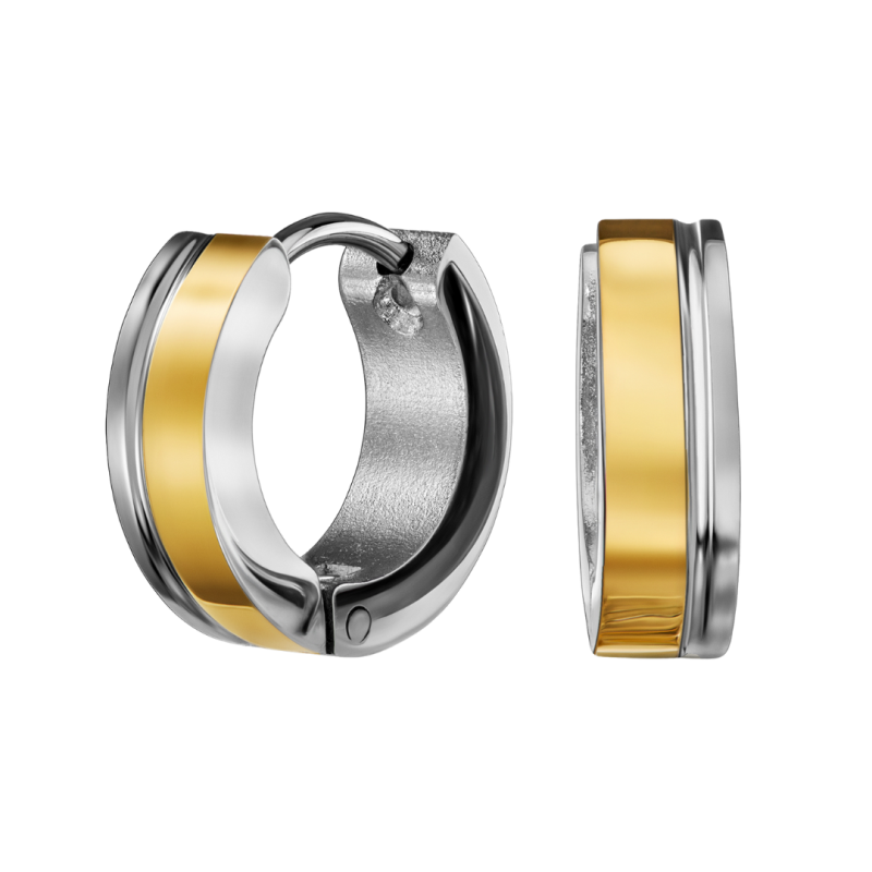 Traveller Oorringen - Bicolor - Verguld - Ø 13mm - Edelstaal - Goud- & Zilverkleurig - 166345