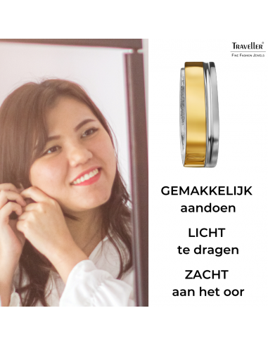 Traveller Oorringen - Bicolor - Verguld - Ø 13mm - Edelstaal - Goud- & Zilverkleurig - 166345