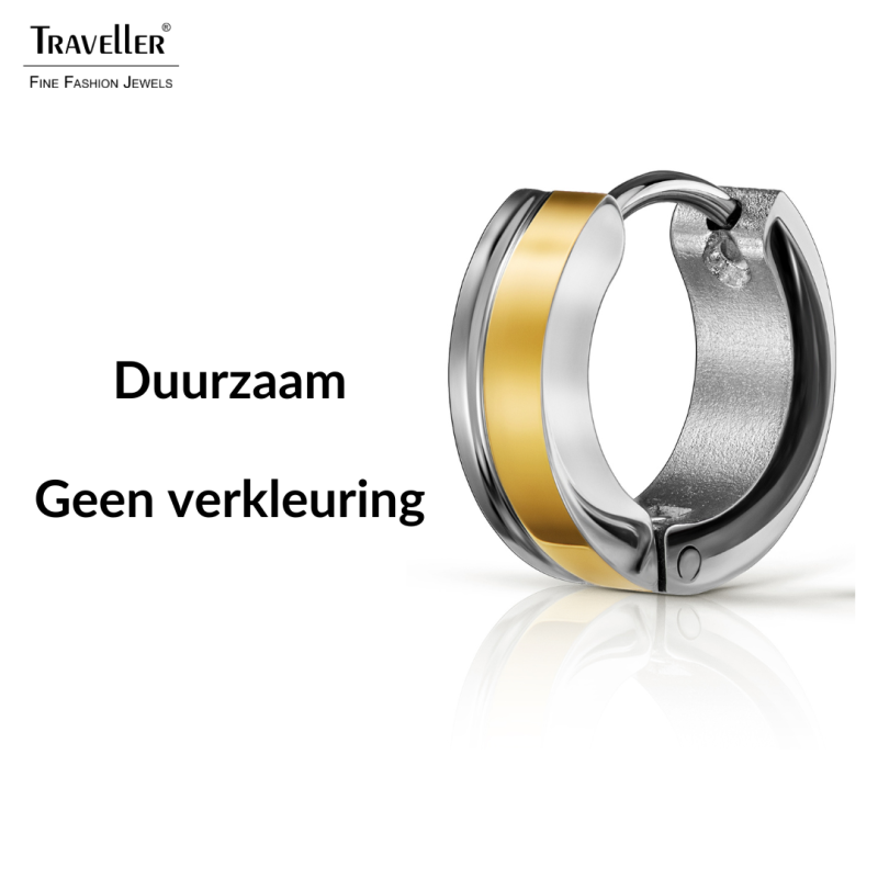 Traveller Hoops - Bicolor - Verguld - Ø 13mm - Edelstaal - Goud- & Zilverkleurig