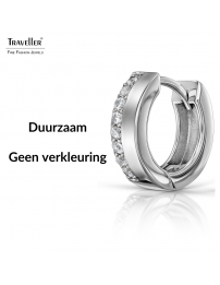 Traveller Oorringen - Zilverkleurig - Zirkonia - Ø 16 mm - Edelstaal
