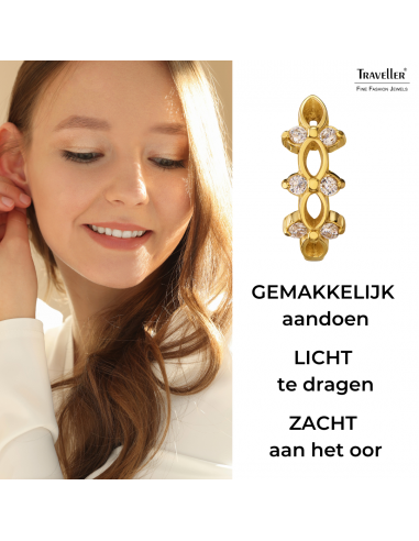 Traveller Oorringen - Verguld - Zirkonia - Ø 14 mm - Edelstaal - 166354