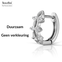 Traveller Oorringen - Zilverkleurig - Zirkonia - Ø 14 mm - Edelstaal
