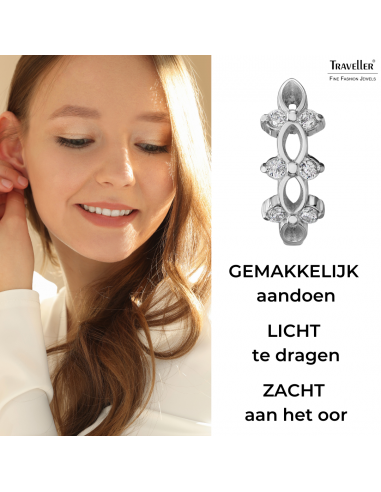 Traveller Oorringen - Zilverkleurig - Zirkonia - Ø 14 mm - Edelstaal - 166355