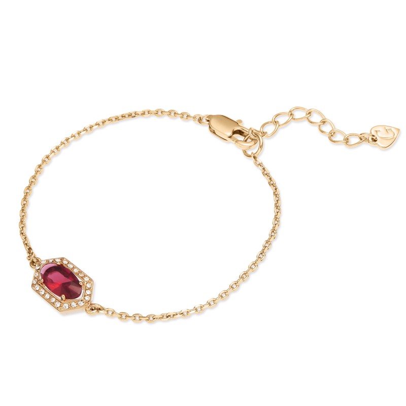 Grossé Armband - Jelly Beans - Goudkleurig - Kristal - Rood - Verguld - 16+3 cm - GA10809