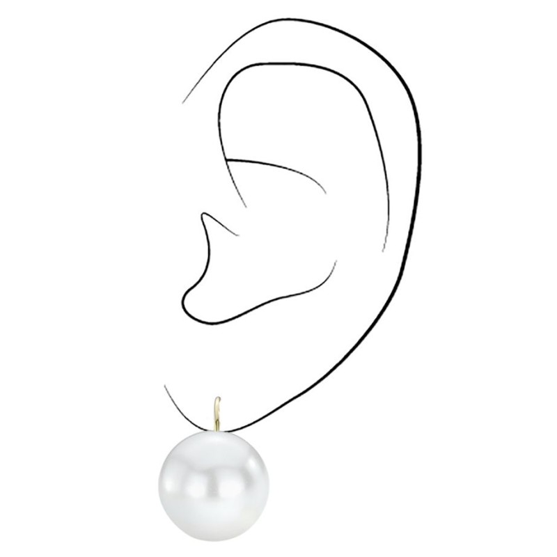 Traveller Oorbellen - Brisures - Parel - 16 mm - Wit - Hangers - 22kt verguld