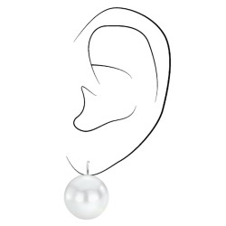 Traveller Oorbellen - Brisures - Parel - 16 mm - Wit - Hangers - Geplatineerd