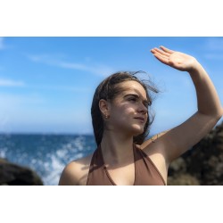 Traveller Clip Oorbellen - 22kt Verguld - Kristal - Bruin Topaz - 16 x 8 mm