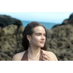 Traveller Clip-on Earrings - Drop Earrings - Platinum plated - Double Hoop - Silver-coloured- 33 x 14 mm - 157231