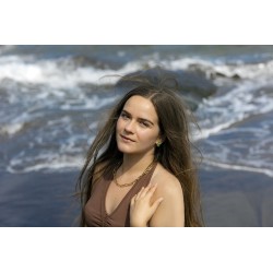 Traveller Clip Oorbellen - 22kt Verguld - Kristal - Groen Peridot - 16 x 8 mm