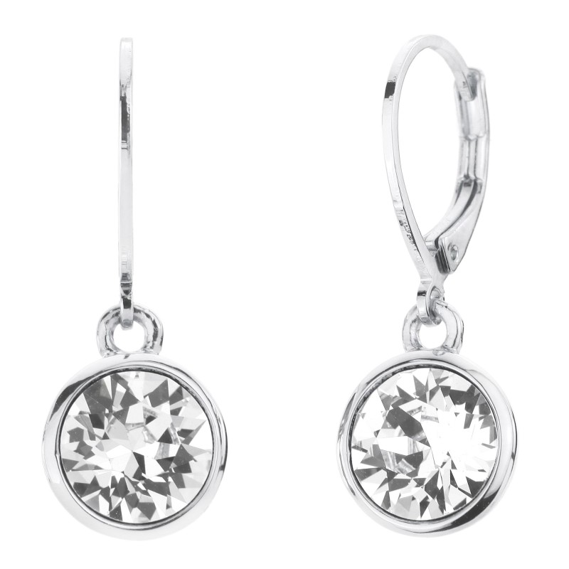 Traveller Oorstekers - Oorhangers - Zilverkleurig - Kristal - Geplatineerd - 25x10 mm - 157302