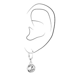 Traveller Earrings - Pendants - Silver Coloured - Crystal - Platinum Plated - 25x10 mm