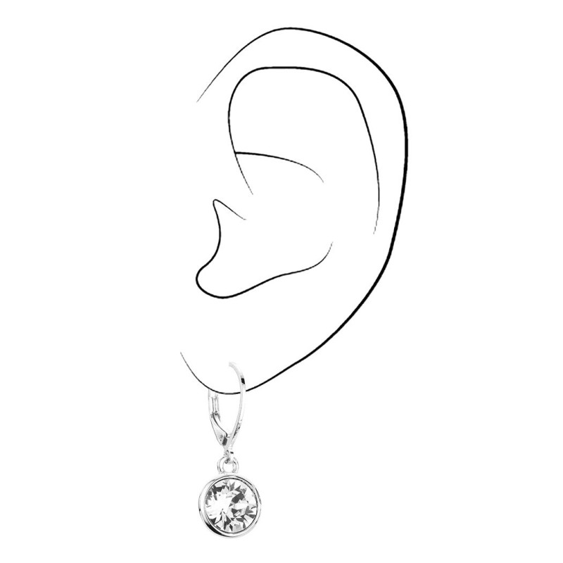 Traveller Oorstekers - Oorhangers - Zilverkleurig - Kristal - Geplatineerd - 25x10 mm