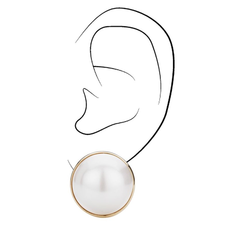 Traveller Clip Oorbellen - Verguld 22ct - Parel - 20 mm - Wit - Goudkleurig - 194296