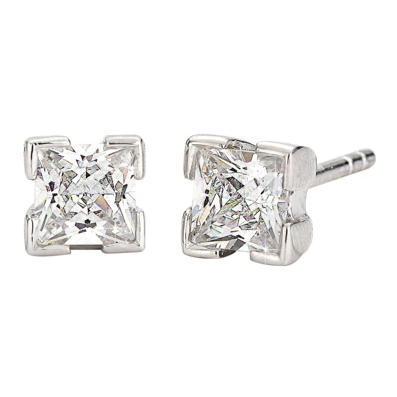 Traveller Oorstekers - Zilver 925 - Zirkonia Kristal - 4 x 4 mm - Vierkant - 544142 