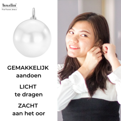 Traveller Oorbellen - Brisures - Parel - 16 mm - Wit - Hangers - Geplatineerd - 901716