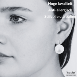 Traveller Oorbellen - Brisures - Parel - 16 mm - Wit - Hangers - Geplatineerd - 901716