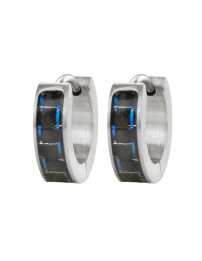 Traveller Creolen - Herren - Silberfarbe - Edelstahl - Schwarz Karbon - Blau - Ø 14mm - 14x4 mm