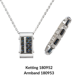 Traveller Oorringen - Heren - Zilverkleurig - Edelstaal - Zwart Carbon - Blauw - Ø 14 mm - 14x4 mm - 180954 