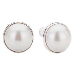Traveller Clip-on Earrings - Platinum Plated - Pearl - 20 mm - White - 194297