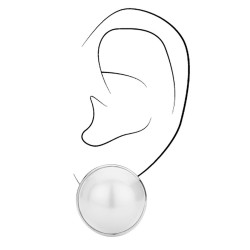 Traveller Clip-on Earrings - Platinum Plated - Pearl - 20 mm - White - 194297
