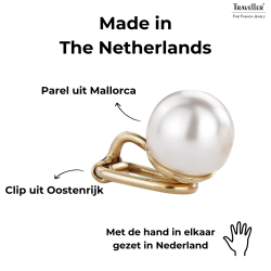 Traveller Clip Oorbellen - Parel - 10 mm - Wit - Verguld - Goudkleurig