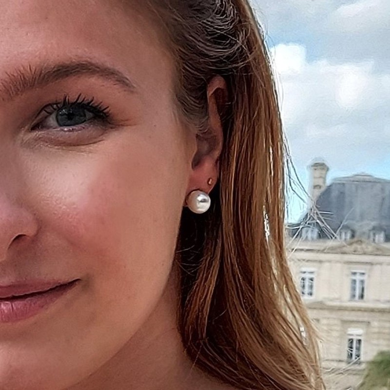 Traveller Ohrclip - Perle -10 mm - Weiß - 22kt vergoldet - Goldfarbe