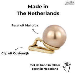 Traveller Clip Oorbellen - 22kt Verguld - Parels - 10 mm - Brons - 15x10 mm - 706010