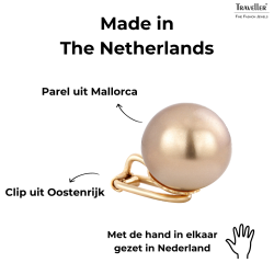 Traveller Clip Oorbellen - 22kt Verguld - Parels - 14 mm - Brons