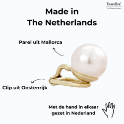 Traveller Clip Oorbellen - Parel - 10 mm - Crème - Verguld 22ct - 714010