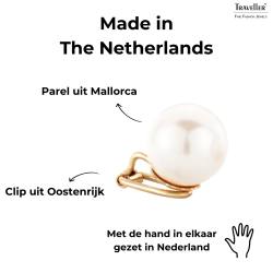 Traveller Clip Oorbellen - Parels - 14 mm - Wit - 22ct Verguld - Goudkleurig - 801014