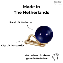 Blauwe parel clip oorbellen  van Traveller, 22ct verguld