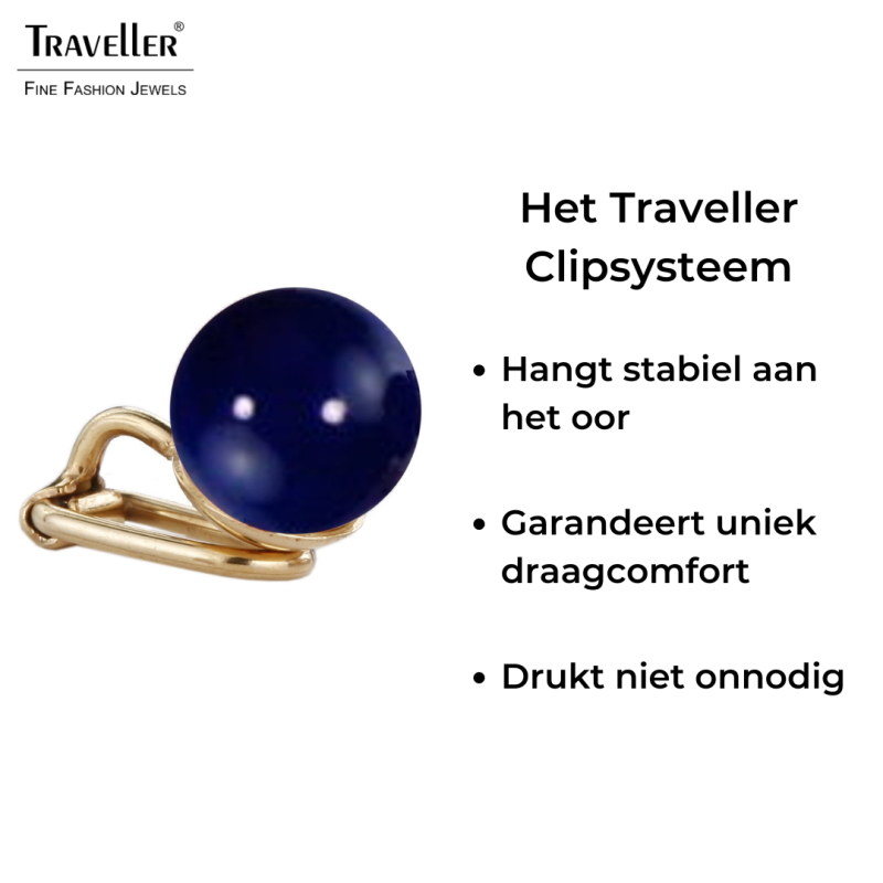 Blauwe parel clip oorbellen  van Traveller, 22ct verguld