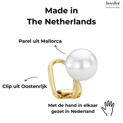 Traveller Clip Oorbellen - Parels - 8 mm - Wit - 22kt Verguld