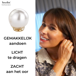 Traveller Clip Oorbellen- Parels - 12 mm - Wit - 22kt Verguld - 700012