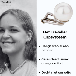 Traveller Clip Oorbellen - Parel - 10 mm - Wit - Geplatineerd - Zilverkleurig