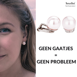 Traveller Clip Oorbellen - Parels - 10 mm - Roze - Geplatineerd - Zilverkleurig - 15x10 mm - 702110
