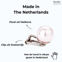 Traveller Clip Oorbellen - Parels - 10 mm - Roze - Geplatineerd - Zilverkleurig - 15x10 mm - 702110