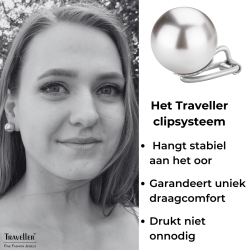 Traveller Clip Oorbellen - Zilverkleurig - Parels - 14 mm - Grijs - Geplatineerd - 710114