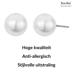 Traveller Oorsteker - Parels - 8 mm - Wit - Geplatineerd - Zilverkleurig