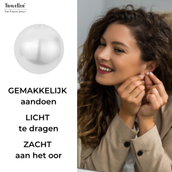 Traveller Oorsteker - Parels - 8 mm - Wit - Geplatineerd - Zilverkleurig