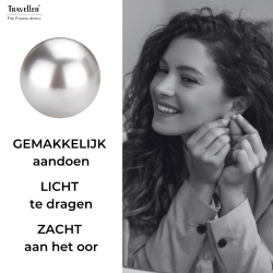 Traveller Oorsteker - Parel - 8 mm - Licht Grijs - Gerhodineerd - Zilverkleurig - 710508