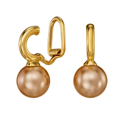 Traveller Clip Oorbellen - Verguld - Parel - 10mm - Brons - 20x10 mm - 114301